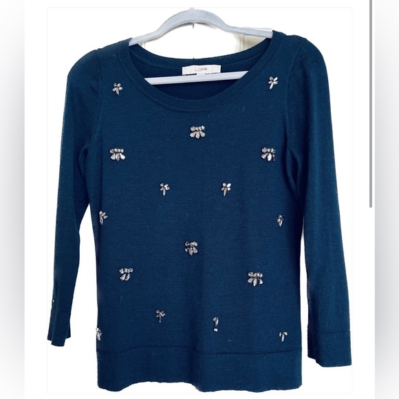 Ann Taylor LOFT - Rhinestone jeweled wool blend sweater - Picture 2 of 6